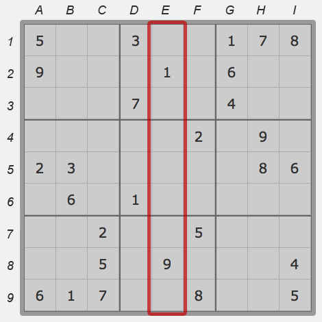 Column of sudoku field